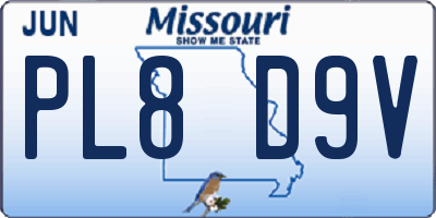 MO license plate PL8D9V