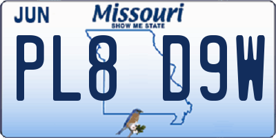 MO license plate PL8D9W