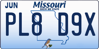 MO license plate PL8D9X