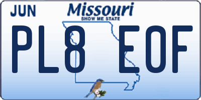 MO license plate PL8E0F