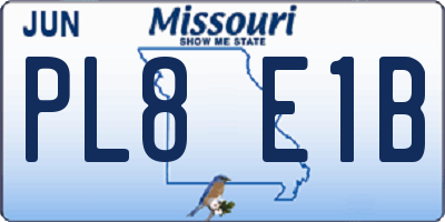 MO license plate PL8E1B