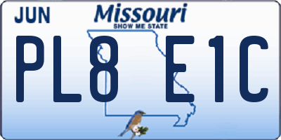MO license plate PL8E1C