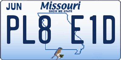 MO license plate PL8E1D