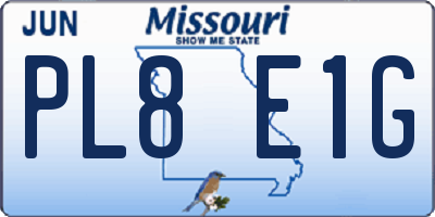 MO license plate PL8E1G