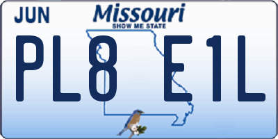 MO license plate PL8E1L