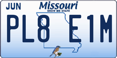 MO license plate PL8E1M