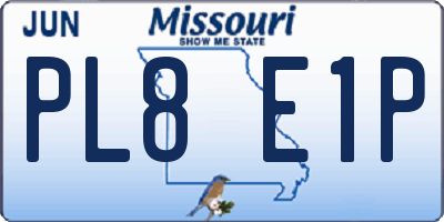 MO license plate PL8E1P