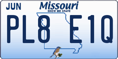 MO license plate PL8E1Q