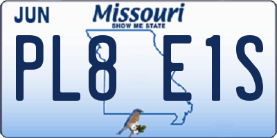 MO license plate PL8E1S