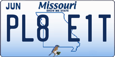 MO license plate PL8E1T