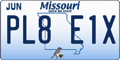MO license plate PL8E1X