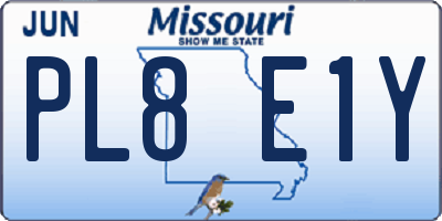 MO license plate PL8E1Y