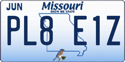 MO license plate PL8E1Z