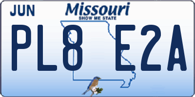 MO license plate PL8E2A