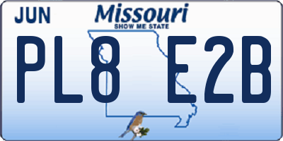MO license plate PL8E2B