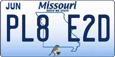 MO license plate PL8E2D