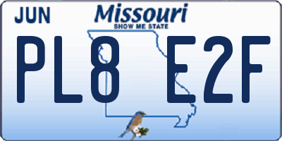 MO license plate PL8E2F