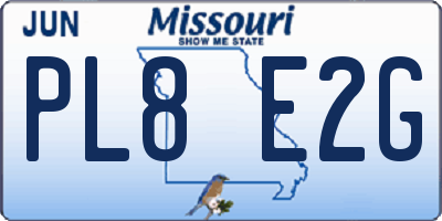 MO license plate PL8E2G