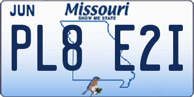 MO license plate PL8E2I