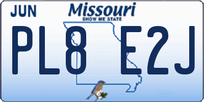 MO license plate PL8E2J