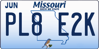 MO license plate PL8E2K