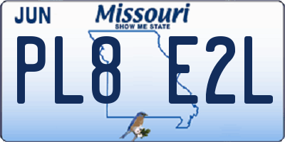 MO license plate PL8E2L