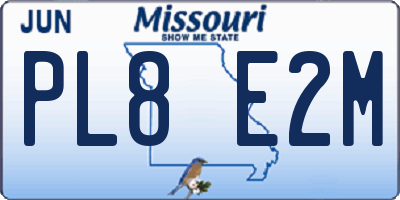 MO license plate PL8E2M