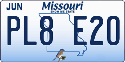 MO license plate PL8E2O