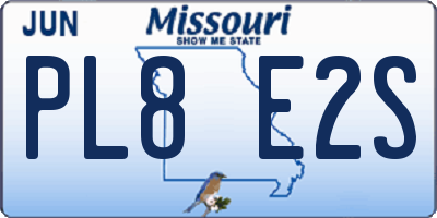 MO license plate PL8E2S