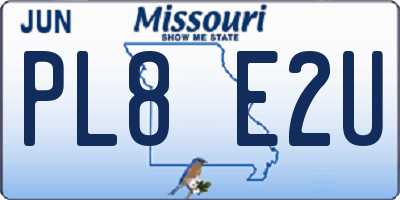 MO license plate PL8E2U