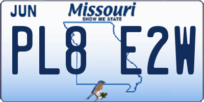 MO license plate PL8E2W