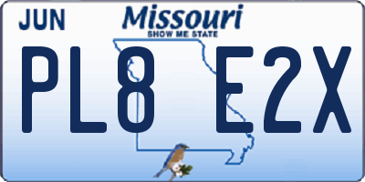 MO license plate PL8E2X