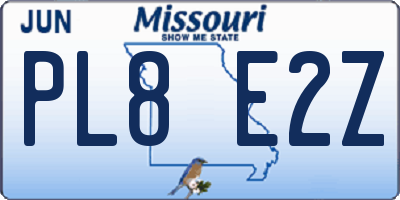 MO license plate PL8E2Z