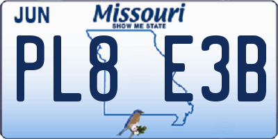 MO license plate PL8E3B