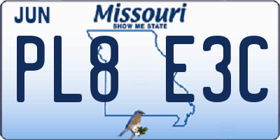MO license plate PL8E3C