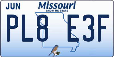 MO license plate PL8E3F