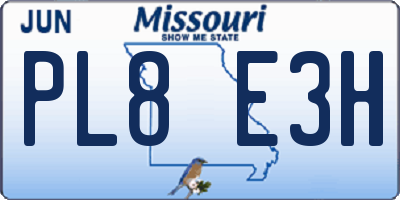 MO license plate PL8E3H