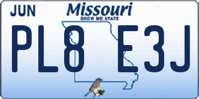MO license plate PL8E3J