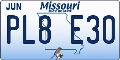MO license plate PL8E3O