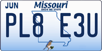 MO license plate PL8E3U