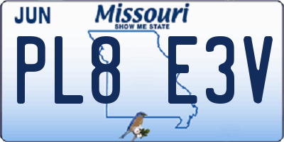 MO license plate PL8E3V