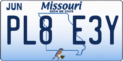 MO license plate PL8E3Y