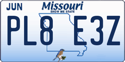MO license plate PL8E3Z