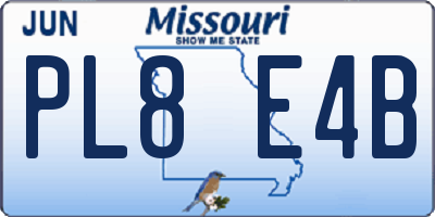 MO license plate PL8E4B