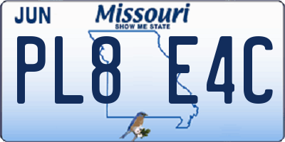 MO license plate PL8E4C