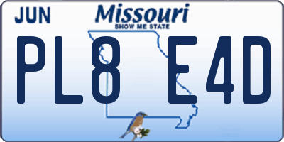 MO license plate PL8E4D