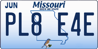 MO license plate PL8E4E