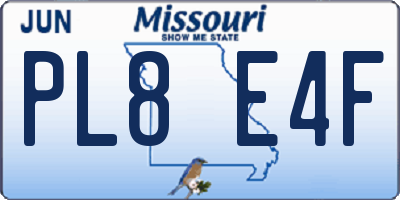 MO license plate PL8E4F