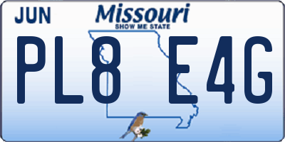 MO license plate PL8E4G