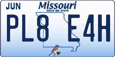 MO license plate PL8E4H